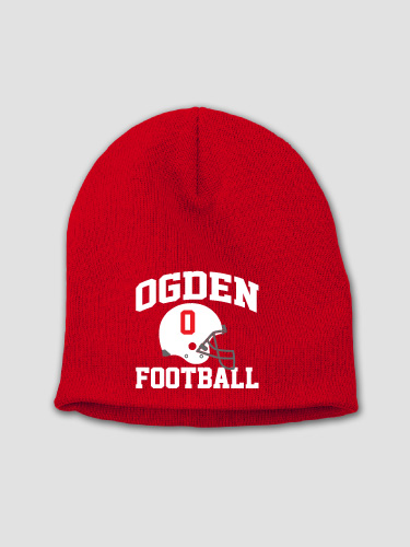 Football Helmet Red Embroidered Beanie