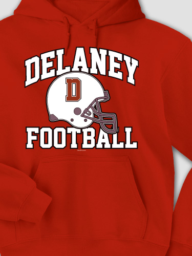 Football Helmet Red Adult Hooded Sweatshirt