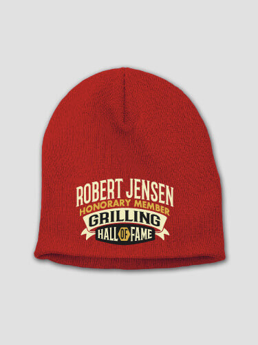 Grilling Hall Of Fame Red Embroidered Beanie