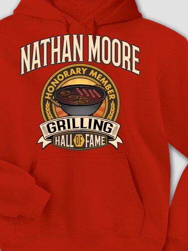 Grilling Hall Of Fame Red Adult Hooded Sweatshirt