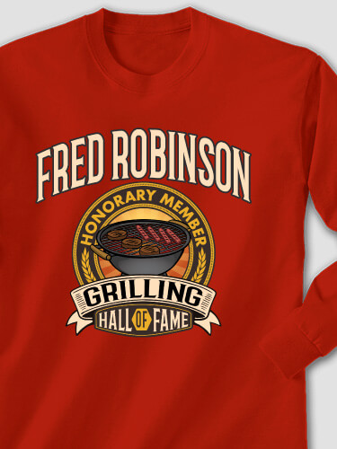 Grilling Hall Of Fame Red Adult Long Sleeve