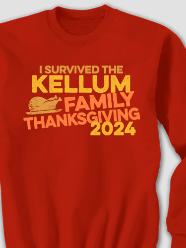 I Survived Thanksgiving Red Adult Sweatshirt
