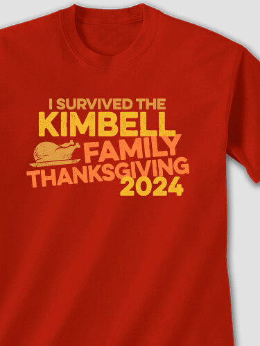 I Survived Thanksgiving Red Adult T-Shirt