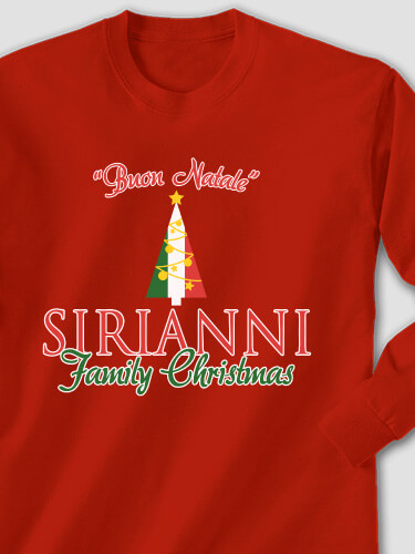 Italian Family Christmas Red Adult Long Sleeve
