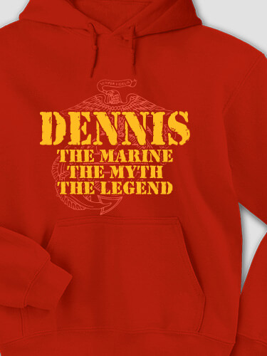 Marines Myth Legend Red Adult Hooded Sweatshirt