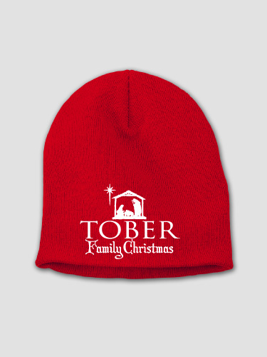 Nativity Red Embroidered Beanie