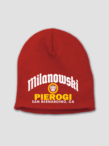 Pierogi Red Embroidered Beanie