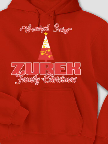 Polish Family Christmas Red Adult Hooded Sweatshirt