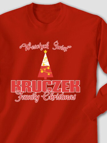 Polish Family Christmas Red Adult Long Sleeve