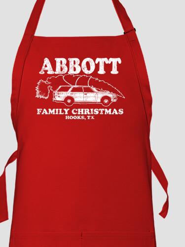 Retro Family Christmas Red Apron