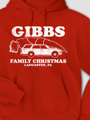 Retro Family Christmas Red Adult Hooded Sweatshirt