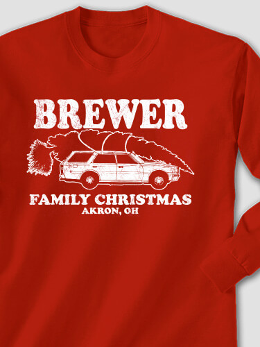 Retro Family Christmas Red Adult Long Sleeve