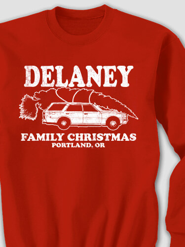 Retro Family Christmas Red Adult Sweatshirt