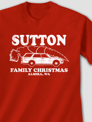 Retro Family Christmas Red Adult T-Shirt