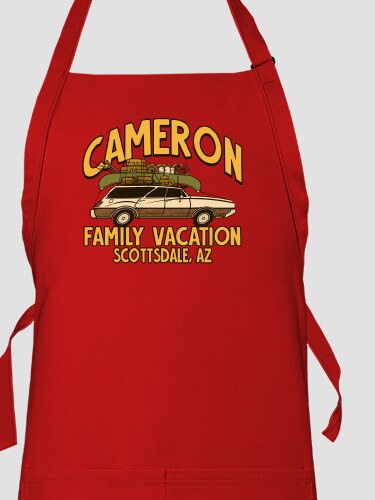 Retro Family Vacation Red Apron