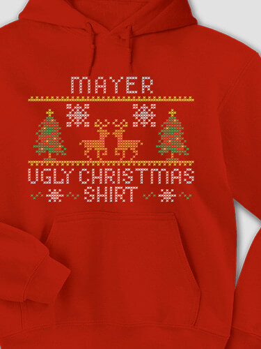 Ugly Christmas Shirt Red Adult Hooded Sweatshirt