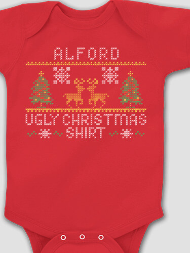 Ugly Christmas Shirt Red Baby Bodysuit