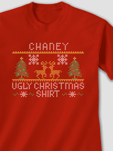 Ugly Christmas Shirt Red Adult T-Shirt