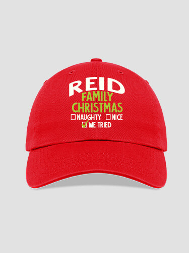We Tried Red Embroidered Hat