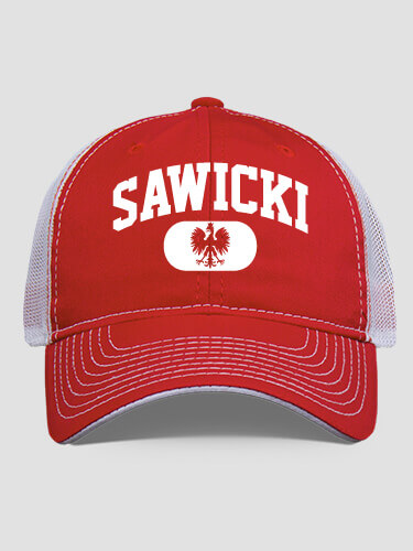Polish Varsity Red/White Embroidered Trucker Hat