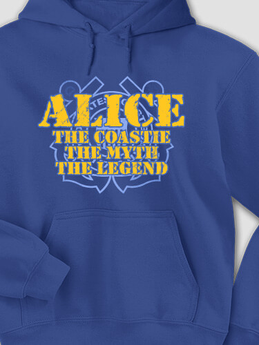 Coast Guard Myth Legend Royal Blue Adult Hooded Sweatshirt