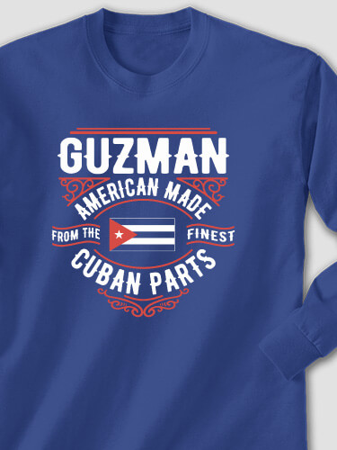 Cuban Parts Royal Blue Adult Long Sleeve