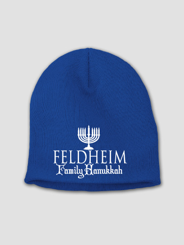 Hanukkah Royal Blue Embroidered Beanie