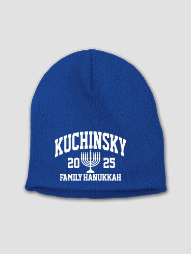 Hanukkah Varsity Royal Blue Embroidered Beanie