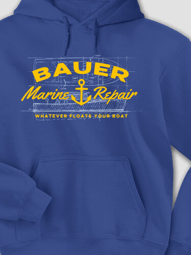 Marine Repair Royal Blue Adult Hooded Sweatshirt