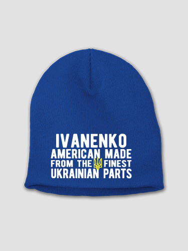Ukrainian Parts Royal Blue Embroidered Beanie