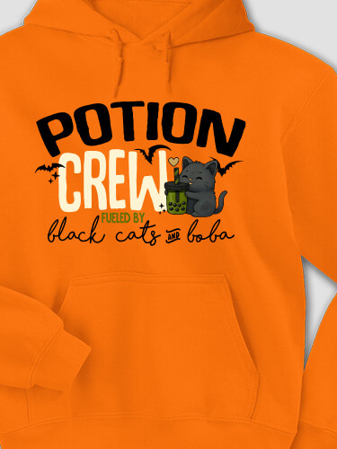 Black Cats And Boba Safety Orange Adult Hooded Sweatshirt