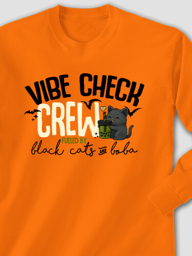 Black Cats And Boba Safety Orange Adult Long Sleeve