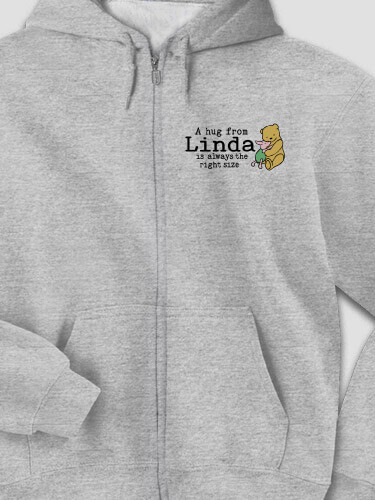 A Hug Sports Grey Embroidered Zippered Hooded Sweatshirt