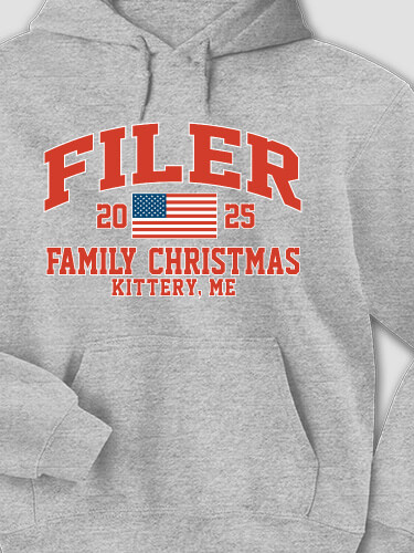 American Christmas Varsity Sports Grey Adult Hooded Sweatshirt