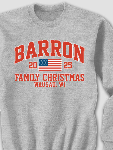 American Christmas Varsity Sports Grey Adult Sweatshirt