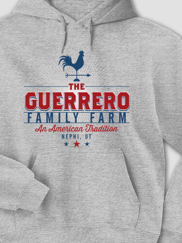 American Farm Sports Grey Adult Hooded Sweatshirt