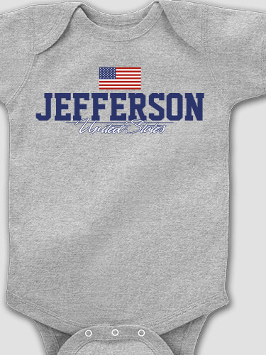 American Flag Sports Grey Baby Bodysuit