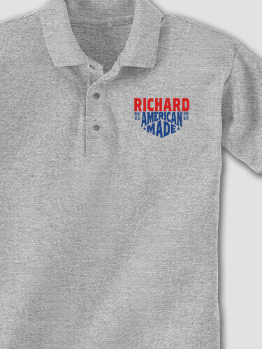 American Made Sports Grey Embroidered Polo Shirt