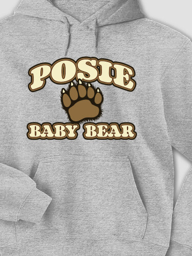 Baby Bear Sports Grey Adult Hooded Sweatshirt