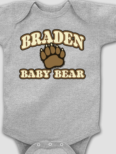 Baby Bear Sports Grey Baby Bodysuit