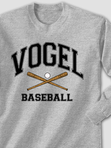 Baseball Sports Grey Adult Long Sleeve