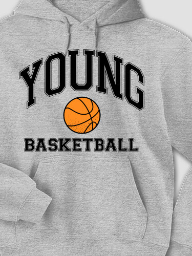 Basketball Sports Grey Adult Hooded Sweatshirt