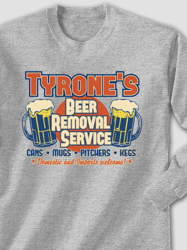 Beer Removal Sports Grey Adult Long Sleeve