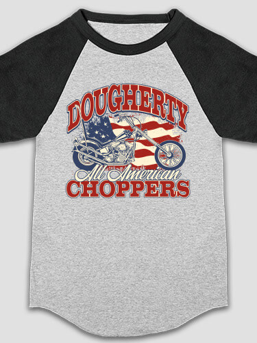 All American Choppers Sports Grey/Black Kid's Raglan T-Shirt