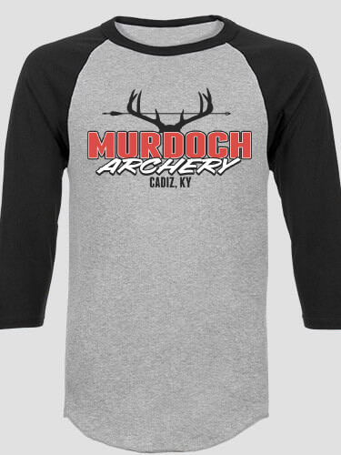 Archery Sports Grey/Black Adult Raglan 3/4 Sleeve T-Shirt