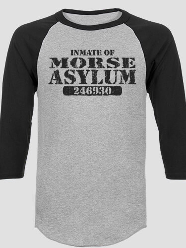 Asylum Sports Grey/Black Adult Raglan 3/4 Sleeve T-Shirt