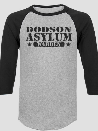 Asylum Warden Sports Grey/Black Adult Raglan 3/4 Sleeve T-Shirt