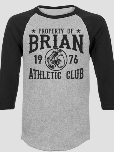Athletic Club Sports Grey/Black Adult Raglan 3/4 Sleeve T-Shirt