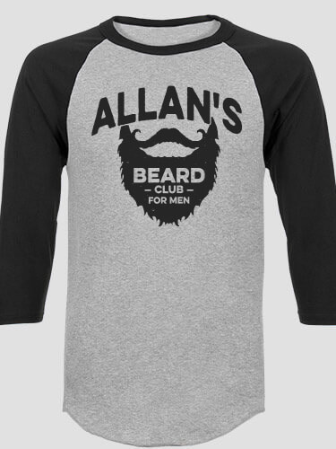 Beard Club Sports Grey/Black Adult Raglan 3/4 Sleeve T-Shirt