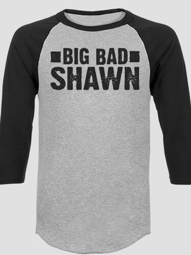 Big Bad Sports Grey/Black Adult Raglan 3/4 Sleeve T-Shirt